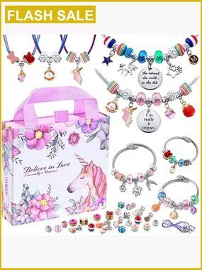 Unicorn Charm Bracelet Making Kit for Girls 6-12 DIY